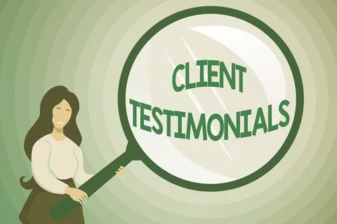Sign displaying Client Testimonials. Word for Written recommendation from a Stock Illustration