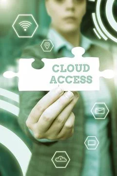 Sign displaying Cloud Access. Word Written on Software tool between the 库存照片