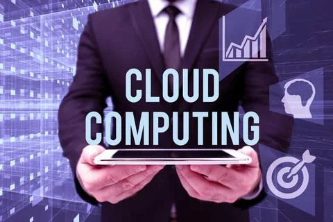 Sign displaying Cloud Computing. Business idea use a network of remote servers Stock Photos