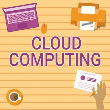 Sign displaying Cloud Computing. Conceptual photo use a network of remote Stock Illustration