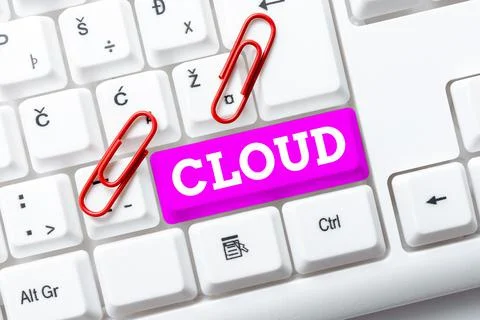 Sign displaying Cloud. Concept meaning anything that involves delivering hosted Foto stock