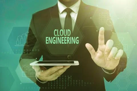 Sign displaying Cloud Engineering. Concept meaning application of engineering Stock Photos