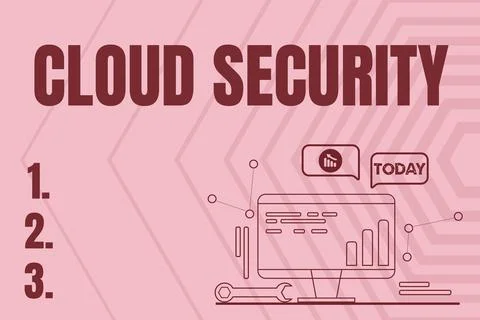 Sign displaying Cloud Security. Conceptual photo Protect the stored information イラスト素材