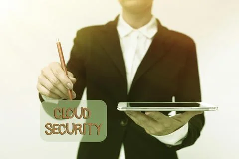 Sign displaying Cloud Security. Internet Concept Imposing a secured system of Stock Photos
