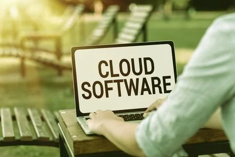 Sign displaying Cloud Software. Concept meaning Programs used in Storing Stock Photos