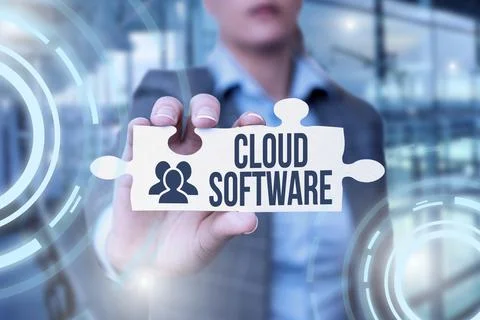 Sign displaying Cloud Software. Concept meaning Programs used in Storing Stock Photos