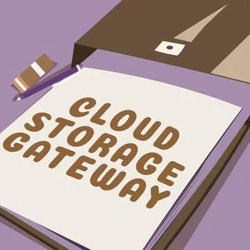 Sign displaying Cloud Storage Gateway. Business idea Server which resides at the イラスト素材