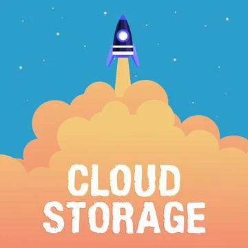 Sign displaying Cloud Storage. Word Written on computing connect devices to Stock Illustration