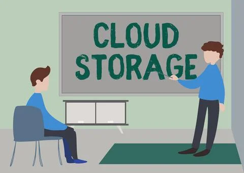 Sign displaying Cloud Storage. Word Written on computing connect devices to Stock Illustration