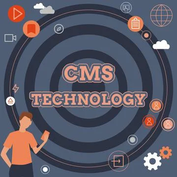 Sign displaying Cms Technology. Word Written on programs that are used to create Stock Illustration