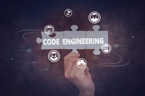 Sign displaying Code Engineering. Business approach application of engineering Stock Photos
