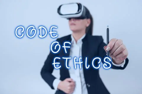 Sign displaying Code Of Ethics. Business showcase Moral Rules Ethical Integrity 写真素材
