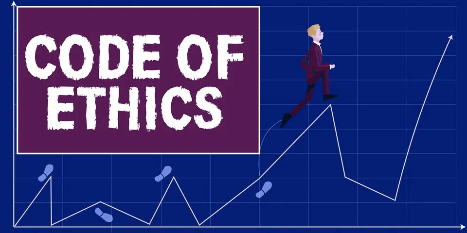 Sign displaying Code Of Ethics. Word for Moral Rules Ethical Integrity Honesty Stock-Illustration