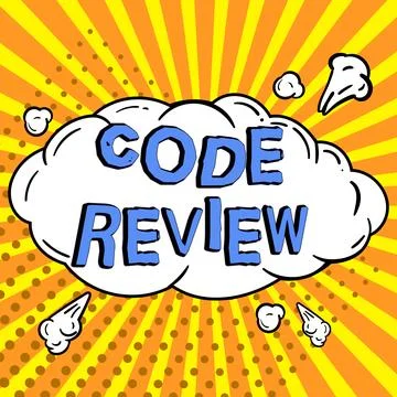 Sign displaying Code Review. Conceptual photo going over a subject in study or Stock Illustration