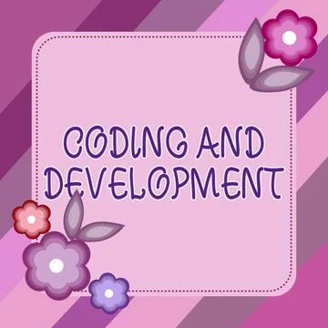 Sign displaying Coding And Development. Word for Programming Building simple Stock Illustration