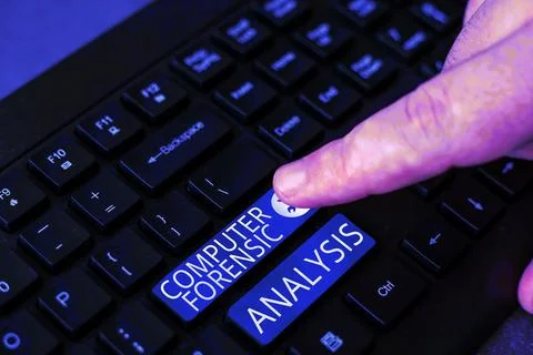 Sign displaying Computer Forensic Analysis. Word Written on evidence found in 스톡 사진