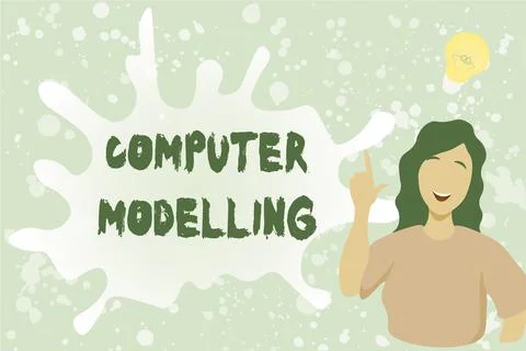 Sign displaying Computer Modelling. Business showcase using a computer to make a Stock Illustration