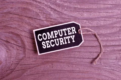 Sign displaying Computer Security. Word for protection of computer systems from Stock Photos
