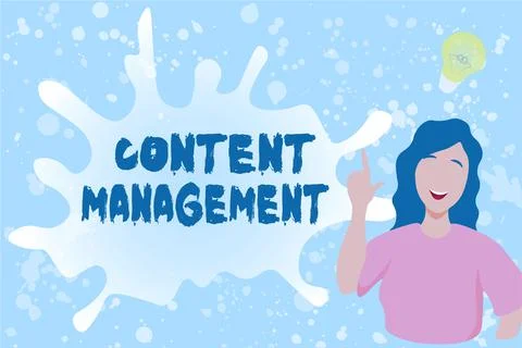 Sign displaying Content Management. Word Written on programs used to create and 스톡 일러스트