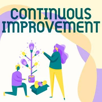 Sign displaying Continuous Improvement. Word Written on Ongoing Effort to Stock Illustration
