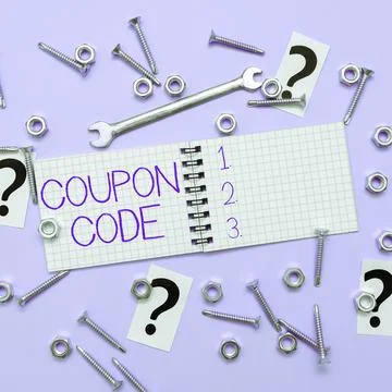 Sign displaying Coupon Code. Word for ticket or document that can be redeemed Foto stock