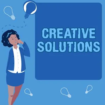 Sign displaying Creative SolutionsOriginal and unique approach in solving a イラスト素材