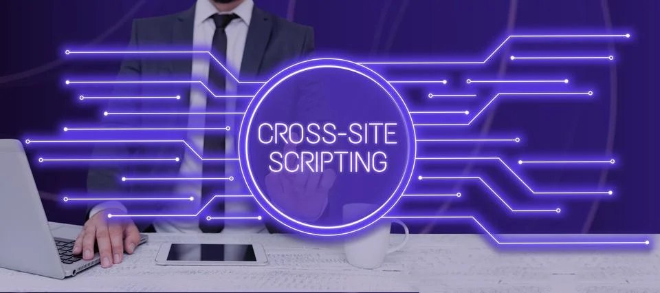 Sign displaying Cross Site Scripting. Business overview type of security Foto stock