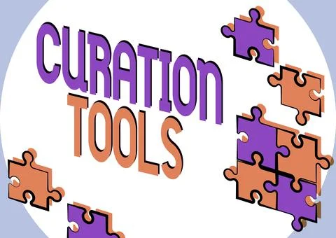 Sign displaying Curation Tools. Word Written on Software used in gathering Ilustração Stock