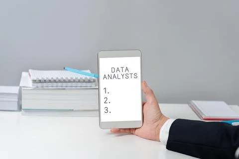Sign displaying Data Analysts. Business showcase Programmer Design and Create Stock Photos