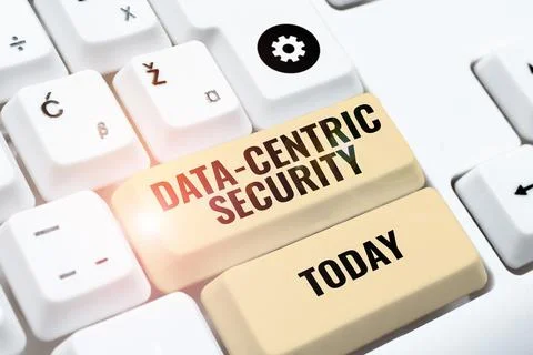 Sign displaying Data Centric Security. Business overview involves the retrieved Stockfoto's