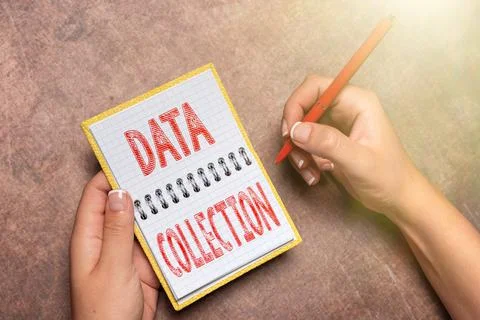 Sign displaying Data Collection. Conceptual photo gathering and measuring Stock Photos