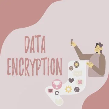 Sign displaying Data Encryption. Business approach Symmetrickey algorithm for Stock Illustration
