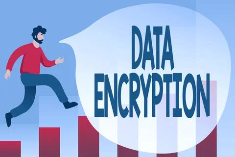 Sign displaying Data Encryption. Word Written on Symmetrickey algorithm for the 库存插图