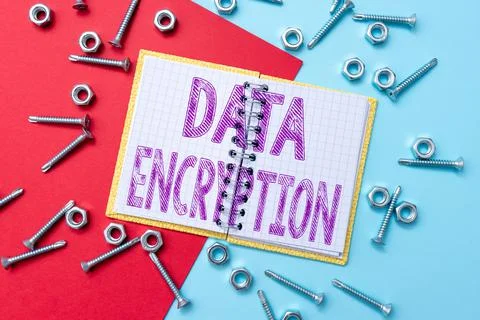 Sign displaying Data Encryption. Word for Conversion of data into code for Stock Photos