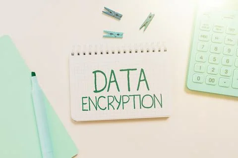 Sign displaying Data Encryption. Word for Conversion of data into code for 스톡 사진