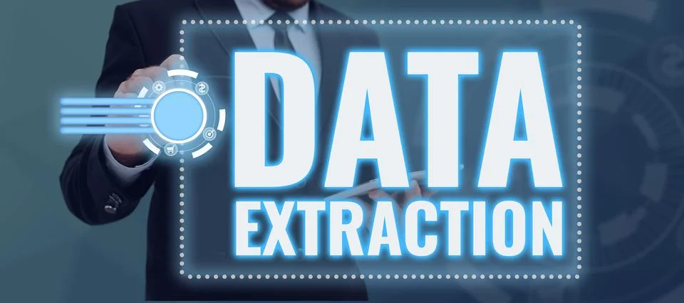Sign displaying Data Extraction. Concept meaning act or process of retrieving Stock Photos