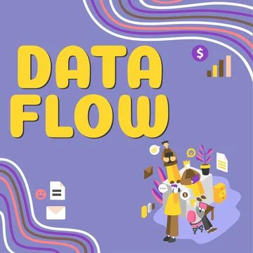 Sign displaying Data Flow. Business overview the movement of data through a 스톡 일러스트