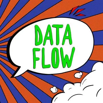 Sign displaying Data Flow. Business concept the movement of data through a 스톡 일러스트