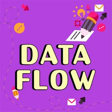 Sign displaying Data Flow. Conceptual photo the movement of data through a イラスト素材