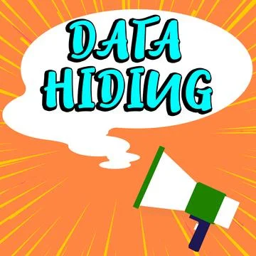 Sign displaying Data Hiding. Word for Secretly embedding data in graphics images Stock Illustration