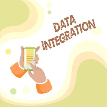 Sign displaying Data Integration. Word for involves combining data residing in Stock Illustration
