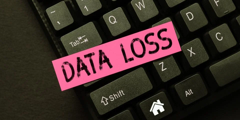 Sign displaying Data Loss. Concept meaning process or event that results in data Stock Photos
