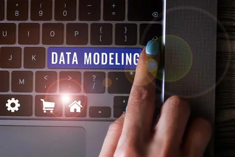 Sign displaying Data Modeling. Concept meaning process of transferring data Stock Photos