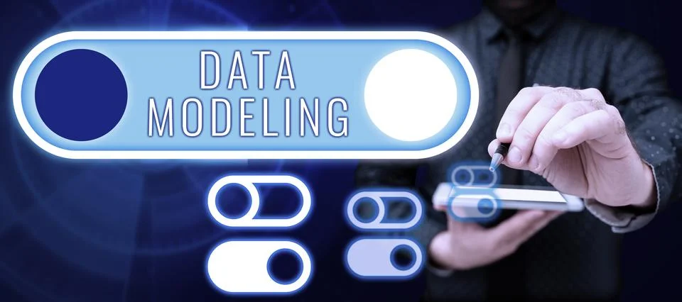 Sign displaying Data Modeling. Conceptual photo process of transferring data Stock Photos