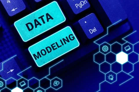 Sign displaying Data Modeling. Word for process of transferring data between Stock Photos