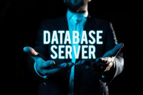 Sign displaying Database Server. Business showcase uses a database application Stock Photos
