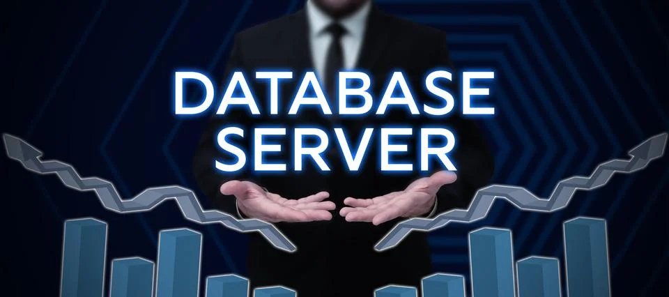 Sign displaying Database Server, Concept meaning uses a database application  Stock Photos