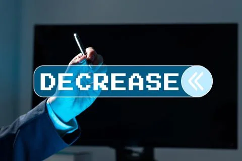 Sign displaying Decrease. Business approach make or become smaller or fewer i Stock Photos