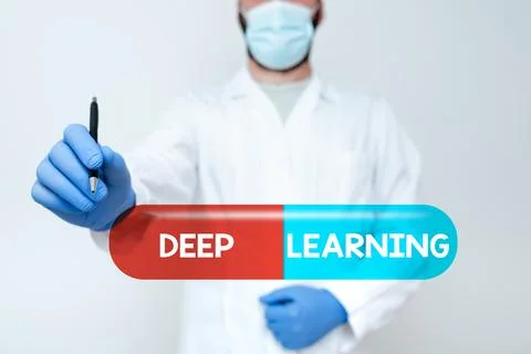 Sign displaying Deep Learning. Word for Hierarchical Abstractions Artificial Foto stock