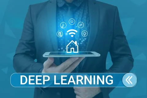 Sign displaying Deep Learning. Word for Hierarchical Abstractions Artificial Stock Photos